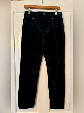 J. Crew Dark Green Corduroy Straight-Leg Pants
